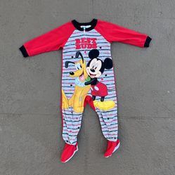 EUC Disney Mickey and Pluto fleece sleep and play pajamas, size 3T