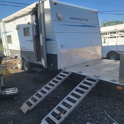 Toy Hauler , Travel Trailer With Slide Out And Front  platform
