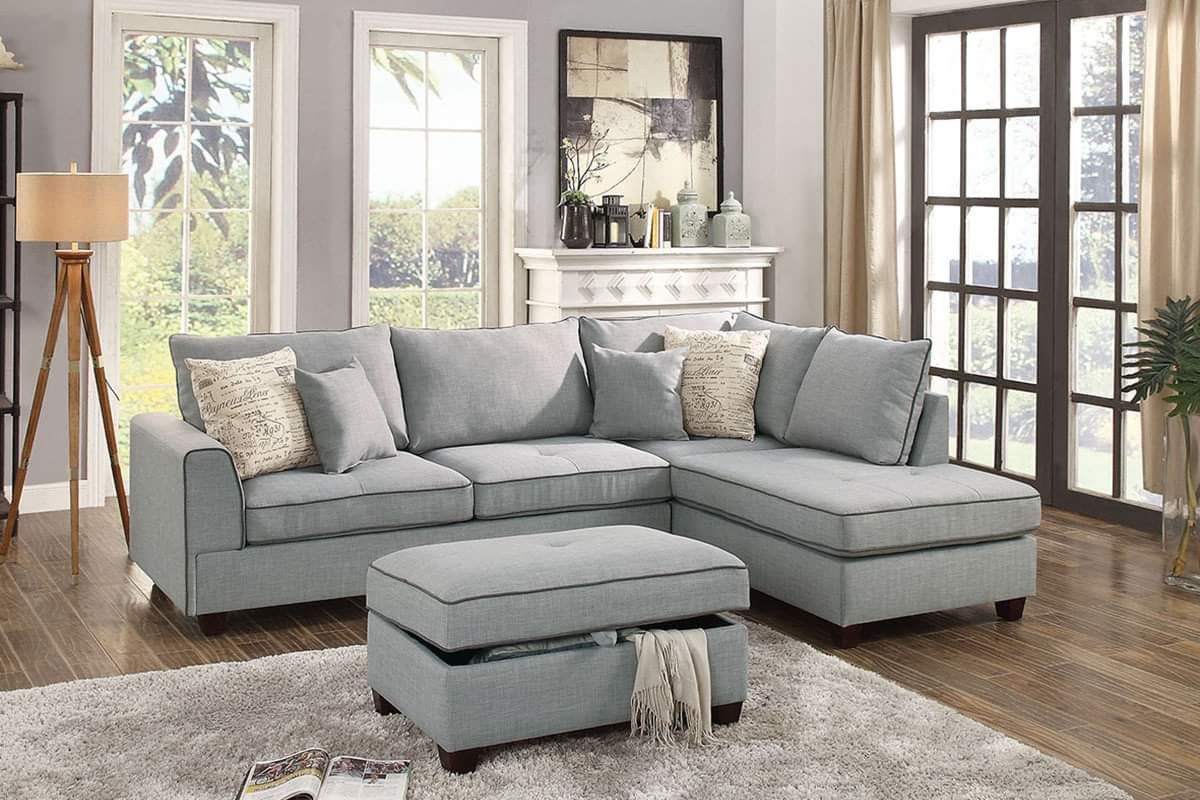 LIGHT GRAY LIGHT GRAY FABRIC SILLON SECCIONAL