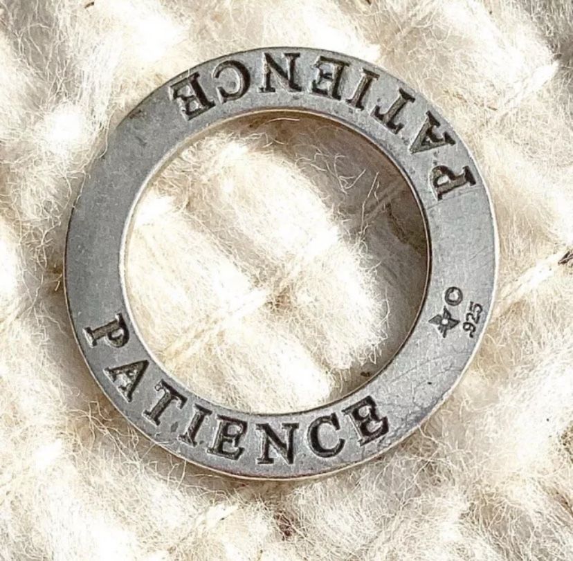 Antique silver “Patience” Affirmation Charm by Silver Enchantments .925