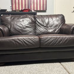 Brown Leather Loveseat