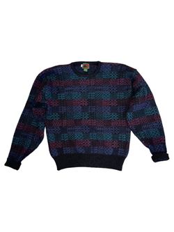 Vintage Boston Traders Grandpa Sweater SZ L Patchwork 