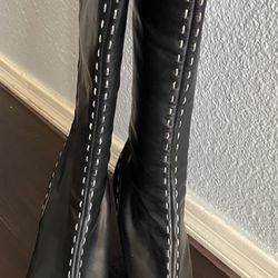 Aldo Black Leather Knee-High Boots