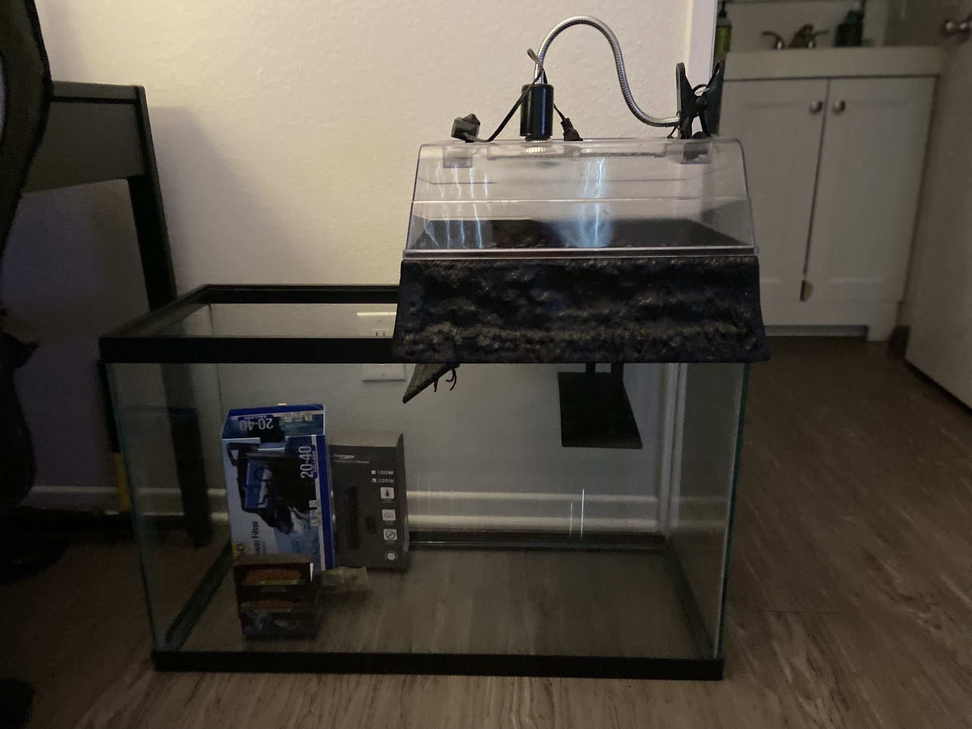 30 Gallon Fish Tank Used For Red Eared Slider With Basking Area