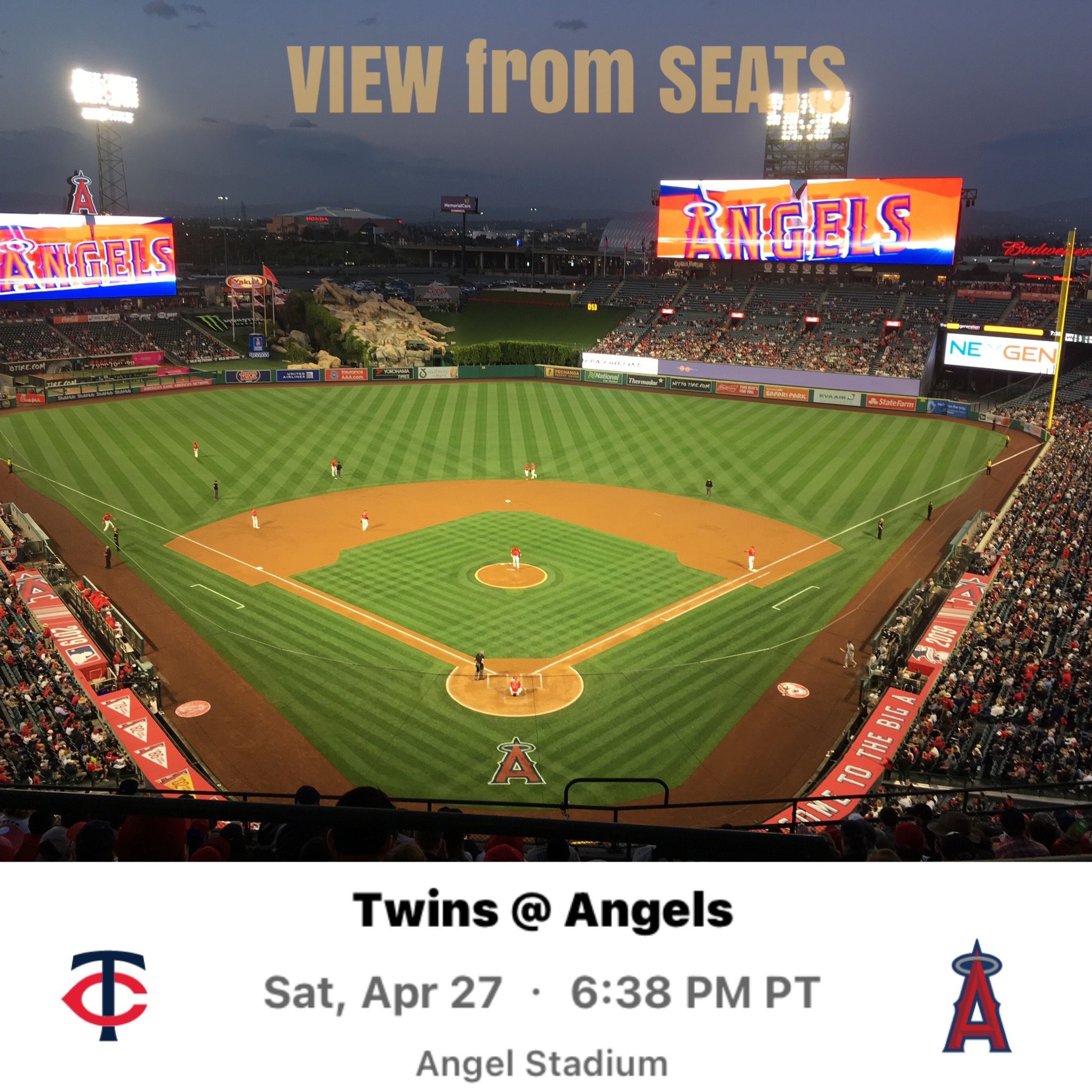 2 LA Angels Baseball tickets / Parking vs Minnesota Twins satursay 4-27-24