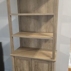 Sauder 5-Shelf Bookcase with Doors, Orchard Oak Finish