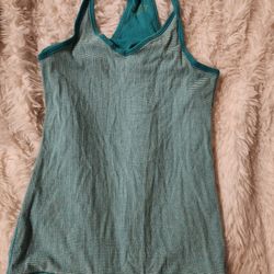 Girls Teal And White Stripes Tank
