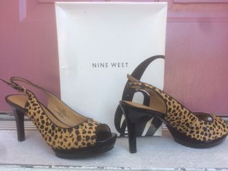 Nine West Leopard Print and Black Designer Heel Shoes- Size 8 1/2 -New - Originally $60