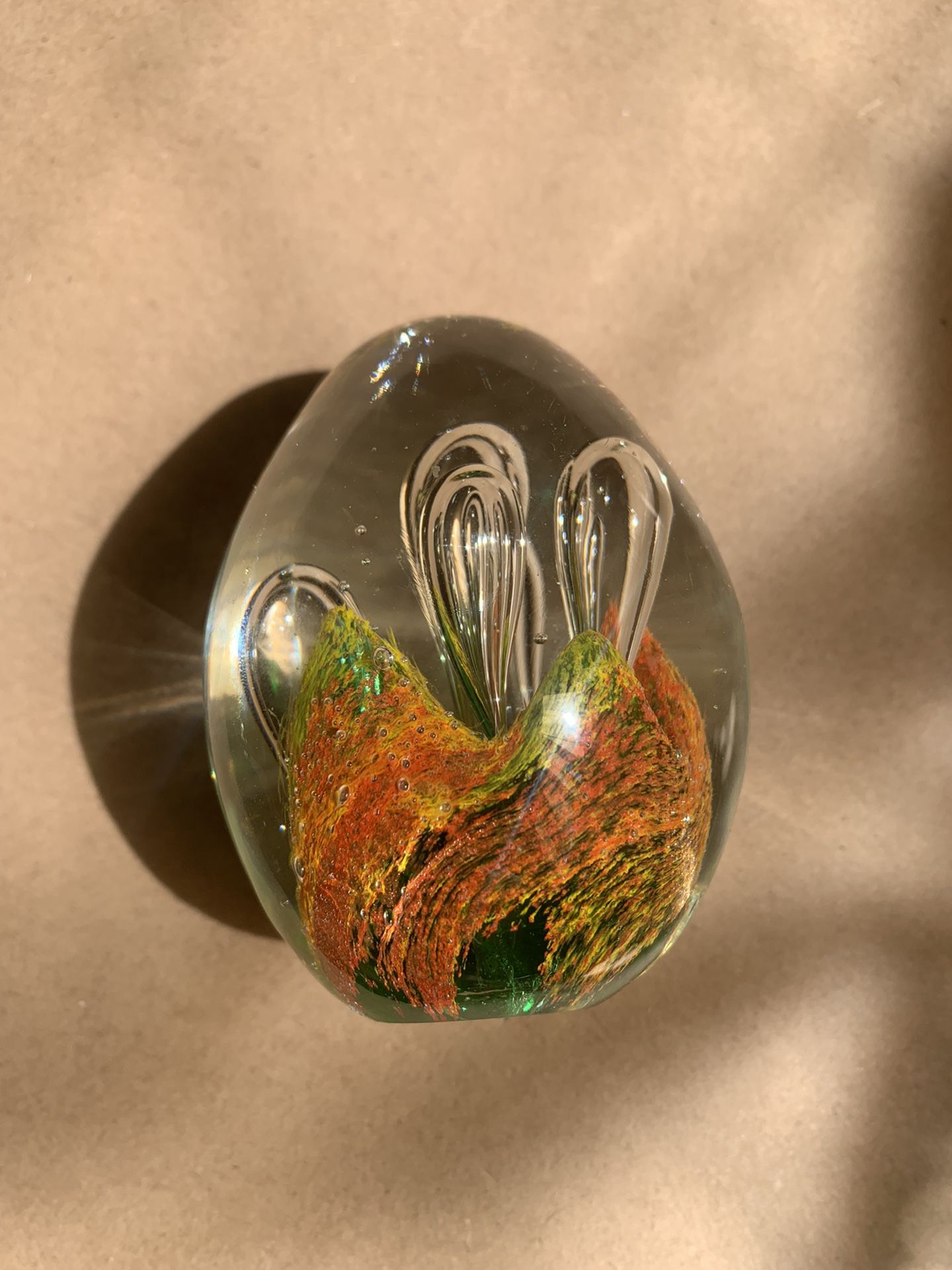 Beautiful Paperweight Glass Art Abstract Modernist Constructivist Egg Crystal Vintage Vtg Antique
