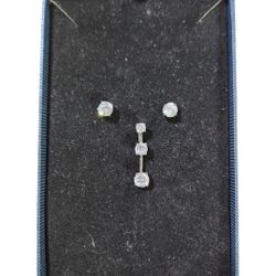 925 Sterling Silver Cubic Zirconia Post Earrings Gift Set