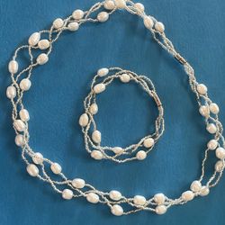 3 ROW BRAIDED FRESHWATER PEARL NECKLACE-MAGNET CLASP  