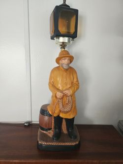 Vintage D. A. Morse Ceramic Fisherman Sailor Lamp  25" Tall