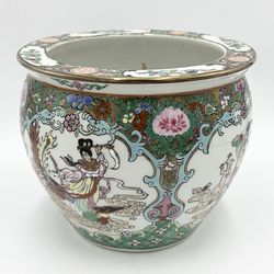 Zhongguo Zhi Zao China Hand Painted Fish Bowl Famille Rose Women