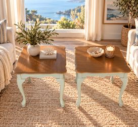 Refinished Vintage Queen Anne Side Tables – Set of 2