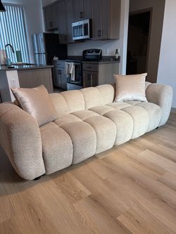 89" cream boucle cloud sofa