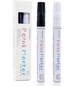 Permanent Markers, 2 Pack Black & White, Quick Dry Waterproof Paint Marker Pen for Tire, Metal, Rocks, Rubber, Wood, Plastic, Canvas, Glass, Crafts