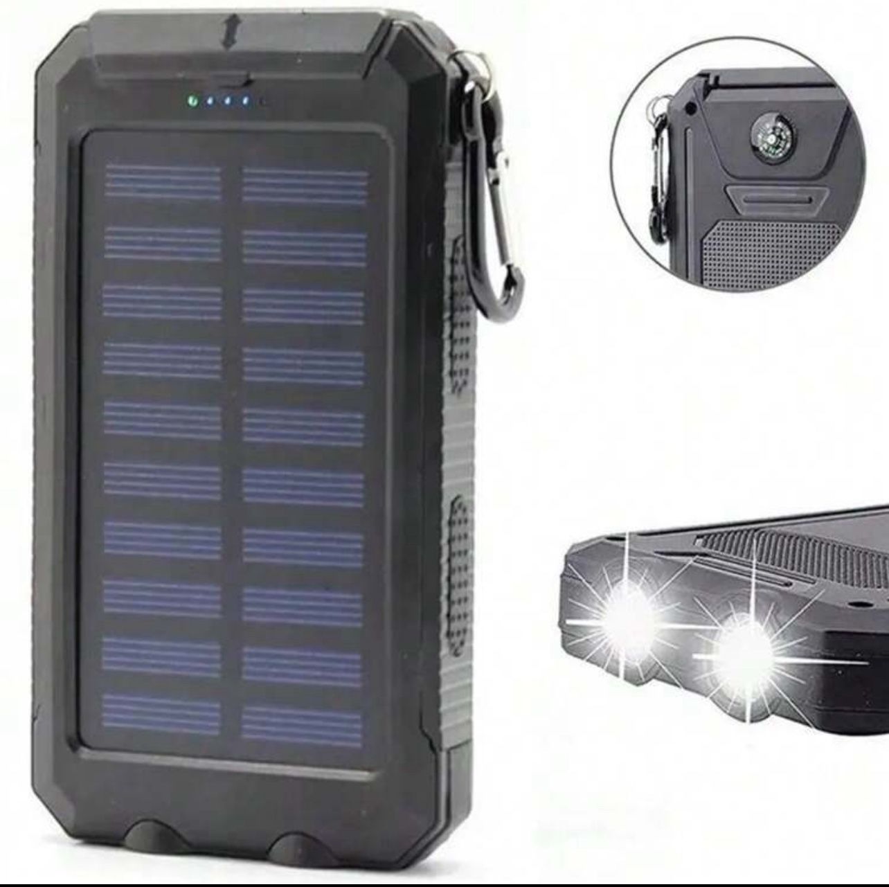 10000 MAh Solar Mobile Power, With Flashlight/ USB/ Type-C/ Micro Interface/ Compass For Mobile Digital Electronic Devices, Long Lasting Durability, T