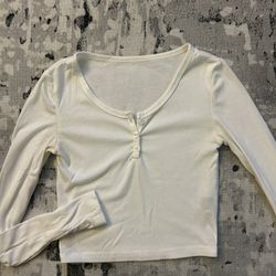 White Long Sleeve Crop Top