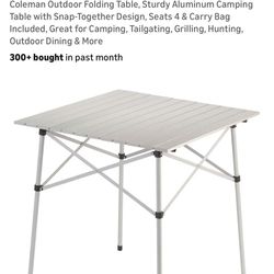 Coleman Outdoor Folding Table, Sturdy Aluminum Camping Table with Snap-Together Design, Seats 4 & Carry Bag Included, Great for Camping, Tailgating, G