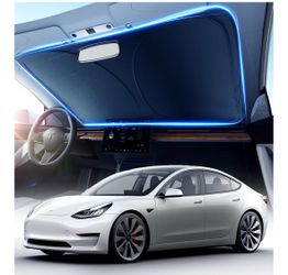 Front Windshield Sun Shade for Universal Large Size, [Nano Ice-Crystal Coatings] UPF50+ Heat & UV Block, Protect Car Interior & Keep Cool, Flodable St