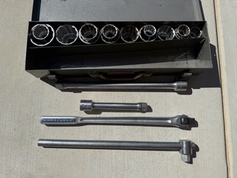 Vintage Craftsman V Series 17pc Large Socket Set With Metal Case 3/4”