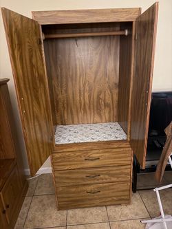 Wood Wardrobe Armoire with Drawers