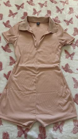 Dusty Pink Romper Shorts Collard Zip Up 🌸🩰