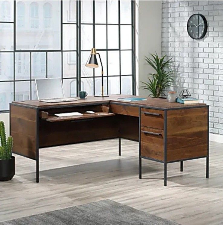 Sauder® Nova Loft 59"W L-Shape Corner Desk, Grand Walnut