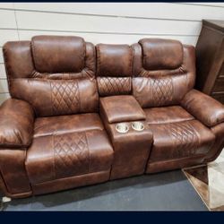*Heart Day Flash Sale!!!*---Classic Santiago Brown Leather Reclining Loveseats---Only $599!!!---Delivery/$10 Down Financing🫡