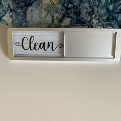 Metal Dishwasher Magnet Clean Dirty Sign in Stainless Steel - Unique and Stylish Look (Silver w/Black Lettering)