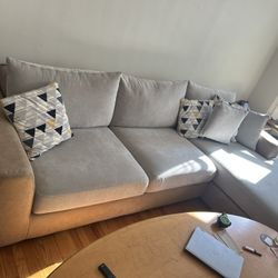 Comfy Gray and Tan Sectional Lounging Sofa