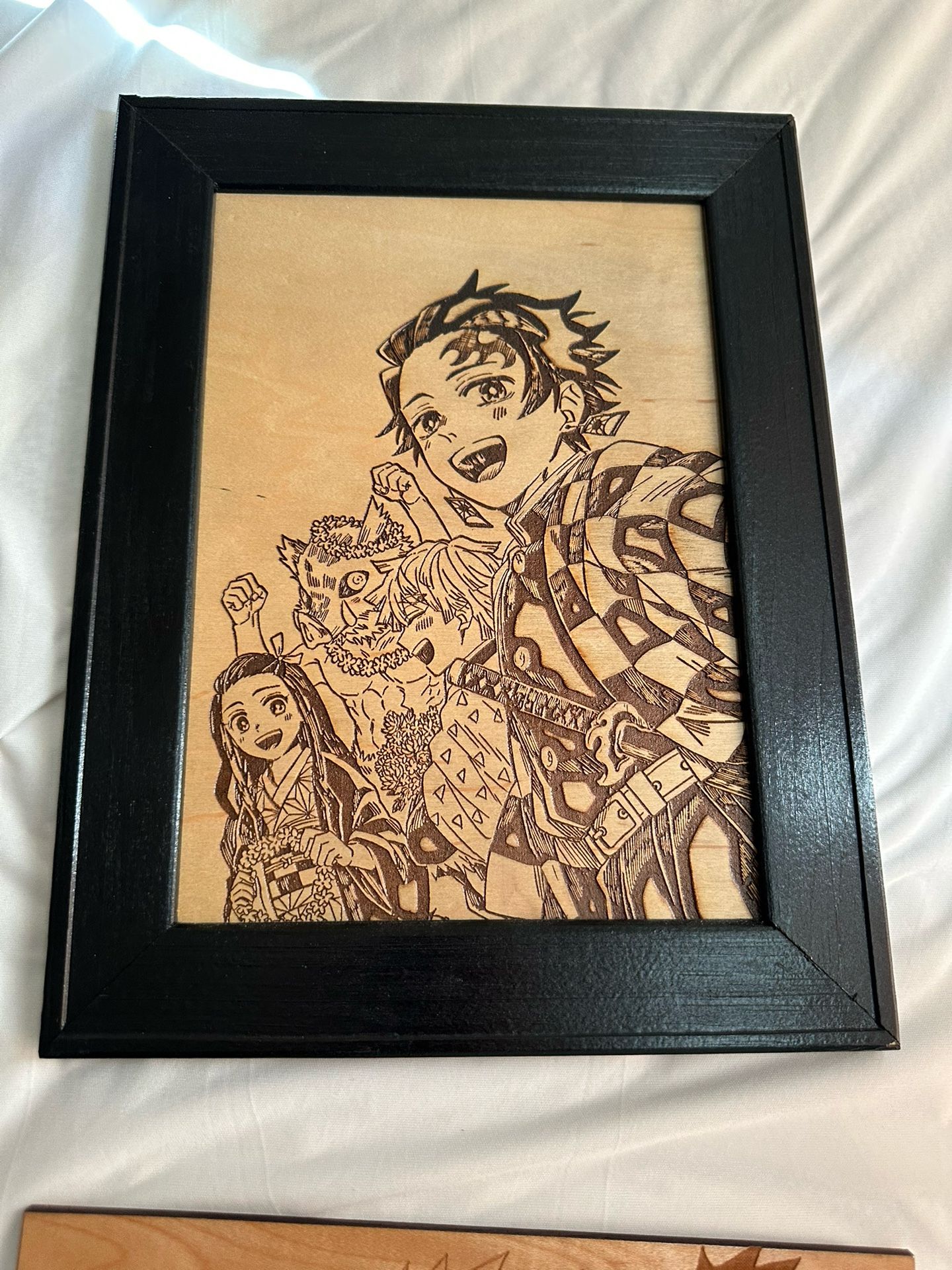 Demon Slayer Wood Burn Framed