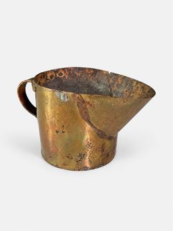 Antique Arts & Crafts Hand- Hammered Copper & Brass Pouring Vessel, c.1900's - Delivery Available