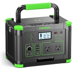 1000W Portable Power Station, 999Wh Solar Generator Backup Battery with Pure Sine Wave