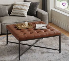 Brand New Wade Logan Genuine Leather Coffee Table / Ottoman – Still in Box – $230