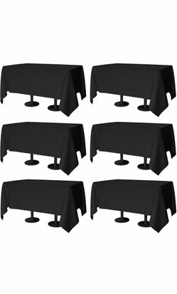 70x120 Table Cloth - 6 Pack Rectangular Black Washable Stain and Wrinkle Resistant Polyester Table Cover for Dining Tables, Various Parties and Campin
