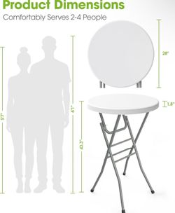 Portable Folding Round Bistro Bar Table