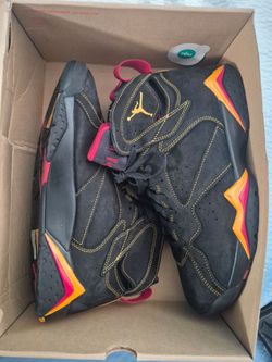 Air Jordan 7 Black Orange Red Sneakers SIZE 11
