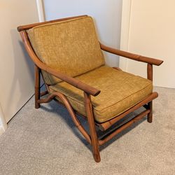 Vintage 1960s Burnt Rattan Lounge Chair – MCM / Tiki Style
