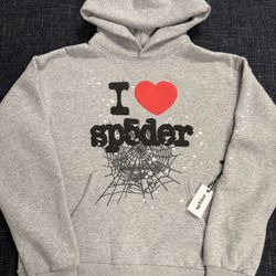 NEW   I❤️ Heather Grey Sp5der Souvenir Hoodie