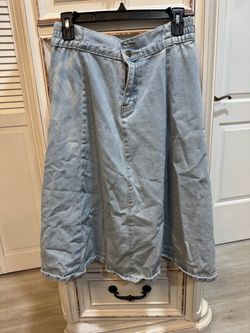 Light Wash Denim Midi Skirt