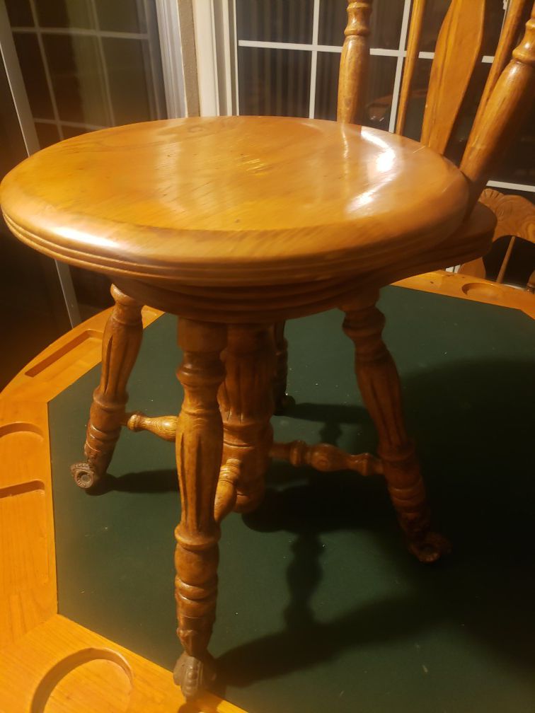 Unique old in good condition chairs with copper feet also with adjustable seat. I have 3 chairs left