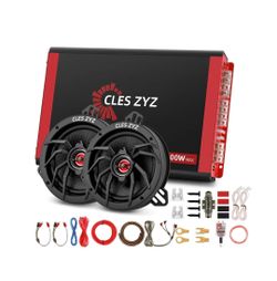 Car Speaker & Amplifier Combo Kit, 4 Channel Amp + 6.5" Coaxial Speakers (a Pair) with Wiring Kit, Complete System, Easy Install for Factory Radio (La