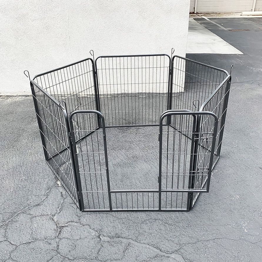 (New) $75 Heavy Duty Dog Pet Playpen Fence Gate, 6-Panels X (32” Tall X 32” Wide)