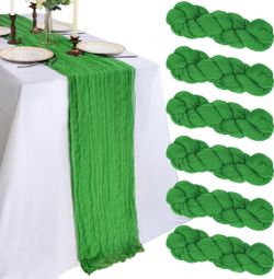 6 Pack 10FT Green Cheesecloth Table Runner 120 Inch Long Gauze Rustic Boho Spring Cheese Cloth Table Runner Sheer Fabric Decorations For Holiday Party