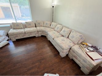 Floral Sectional Sofa with Curved Design with center piece
