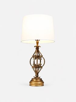 Vintage Spanish Revival Gilt Wrought Iron Scrollwork Table Lamp, c.1950's - Delivery Available
