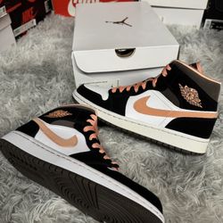 Nike Air Jordan 1 Mid SE WMNS “Peach Mocha” DH0210-10 8W, 8.5W New