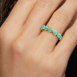 Ross Simons Turquoise Eternity Band in 18kt Gold Over Sterling, size 6 New.
