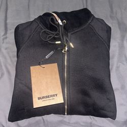 Black Burberry Zip Up Hoodie Size Medium